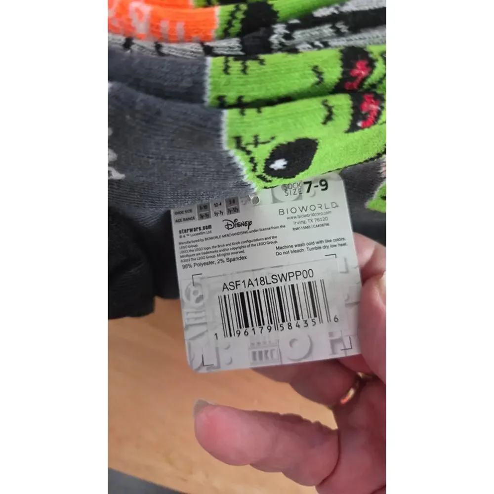 LEGO Star Wars Grochu Ankle Socks 6-Pack | Licensed Baby Yoda Kids Size 10-4